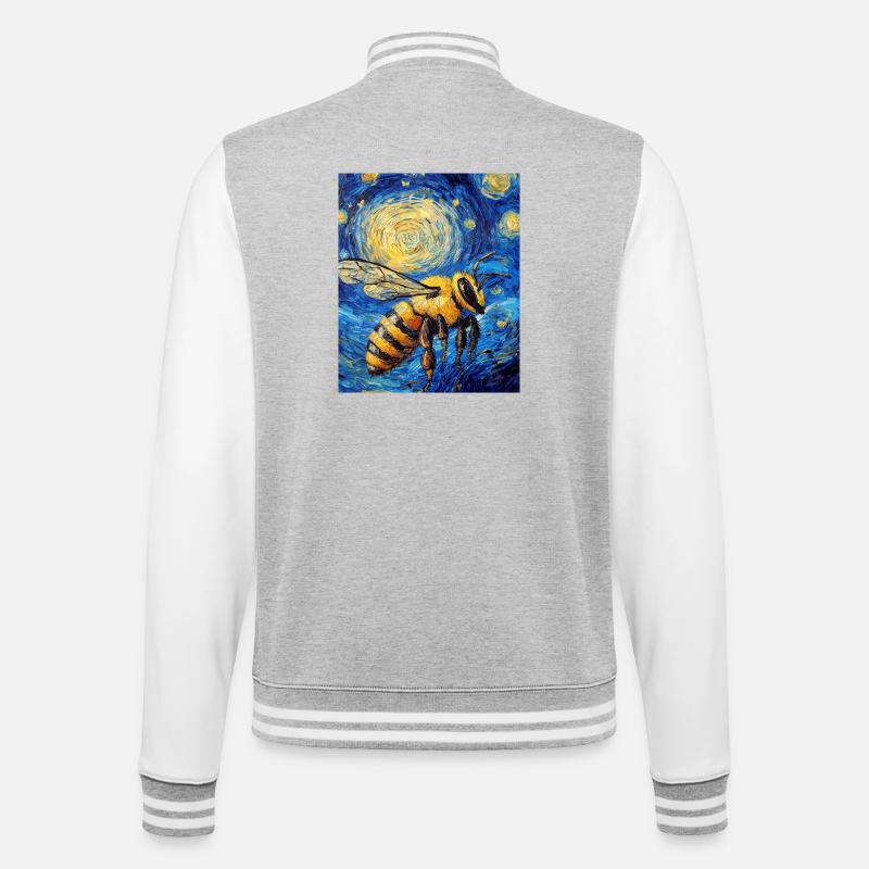 Biene Van Gogh Style Starry Night - College-Sweatjacke - Grau meliert/Weiß
