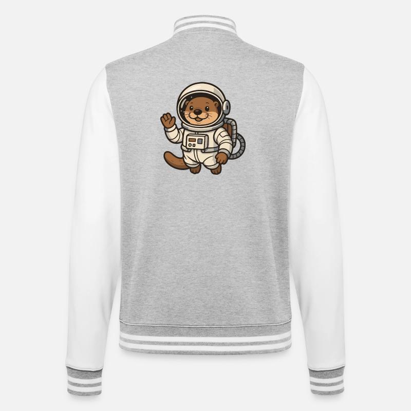 Loutre de l'espace avec combinaison spatiale - Veste Teddy - gris chiné / blanc