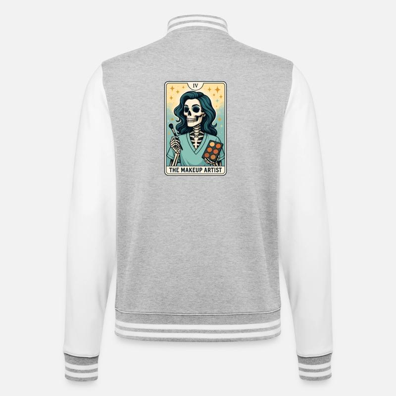 Maquilleuse squelette, conception de tarot - Veste Teddy - gris chiné / blanc