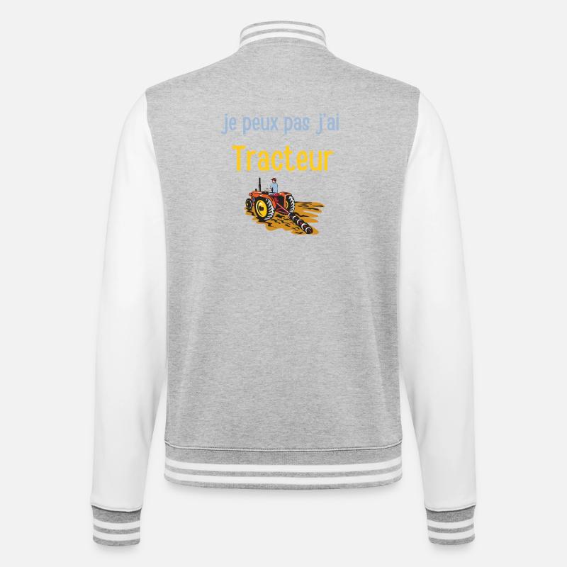 je peux pas j’ai Tracteur - Veste Teddy - gris chiné / blanc
