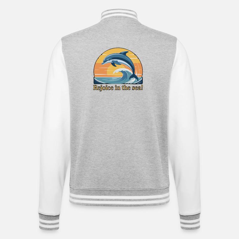 Dauphins sautant au coucher du soleil - Veste Teddy - gris chiné / blanc