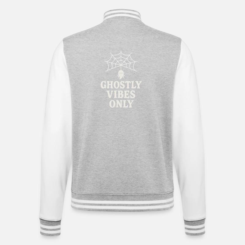 Geistlicher Spinnenweb-Print mit Geist - College-Sweatjacke - Grau meliert/Weiß