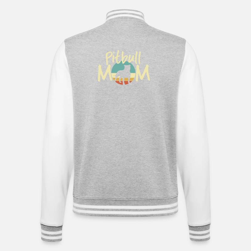 Pitbull MOM Sunset Silhouette Design - Veste Teddy - gris chiné / blanc