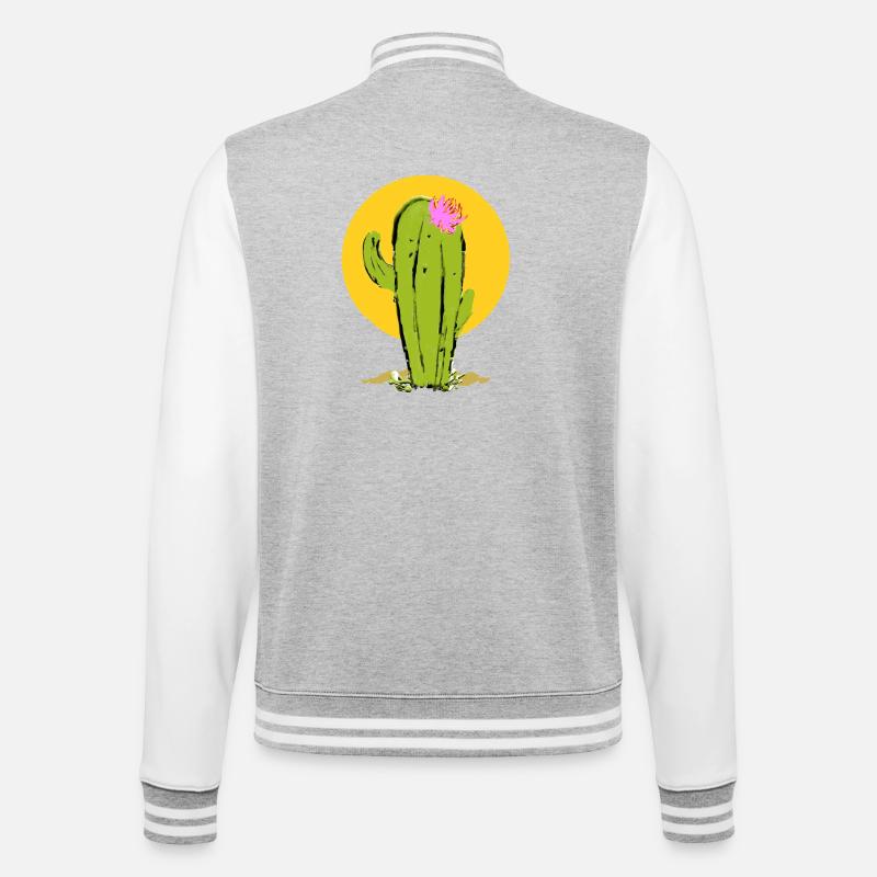 Cactus avec fleur abstraite - Veste Teddy - gris chiné / blanc