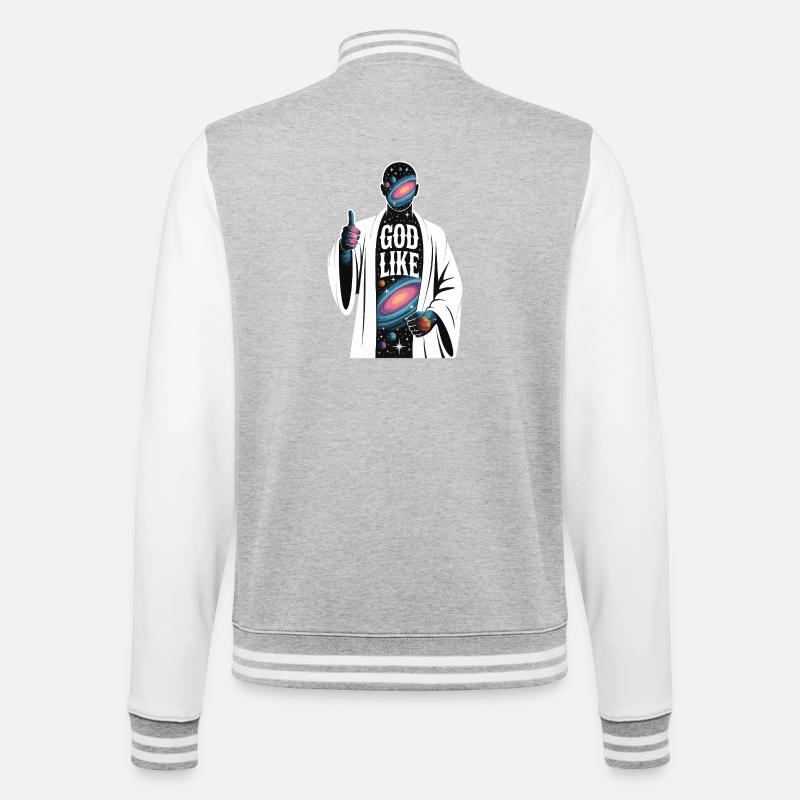 God Like Galaxy Design - College-Sweatjacke - Grau meliert/Weiß