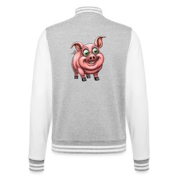drôle de cochon rose :) - Veste Teddy - gris chiné / blanc - Dos - Marisol (170cm)