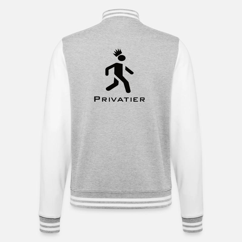 Privatier - Runner mit Krone Design schwarz - College-Sweatjacke - Grau meliert/Weiß