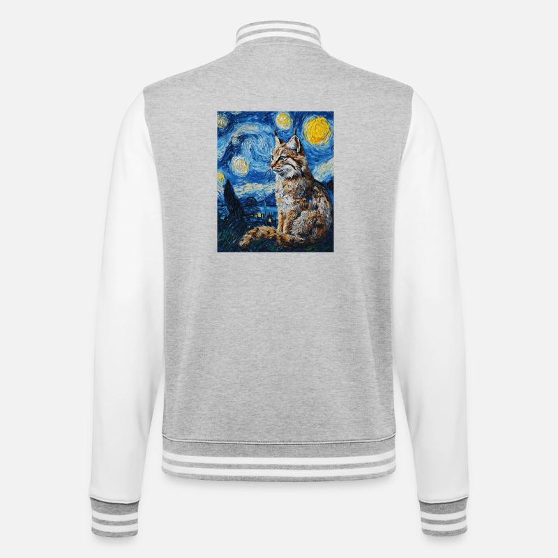 Luchs Van Gogh Style Starry  - College-Sweatjacke - Grau meliert/Weiß