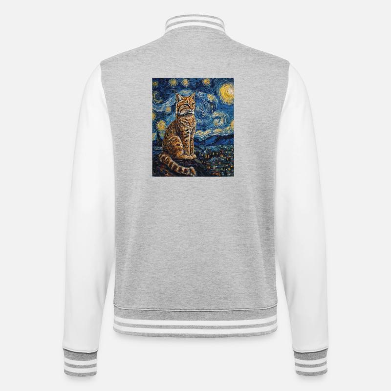 Luchs Van Gogh Style Starry  - College-Sweatjacke - Grau meliert/Weiß