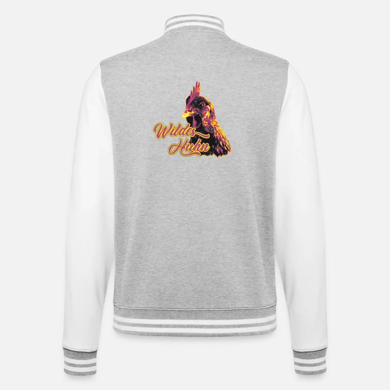Imprimé expressif motif de poulet sauvage - Veste Teddy - gris chiné / blanc