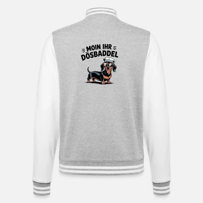 Moin Ihr Dösbaddel Dackel Seemann Spruch - College-Sweatjacke - Grau meliert/Weiß