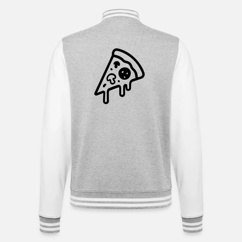 Icône de tranche de pizza - Veste Teddy - gris chiné / blanc