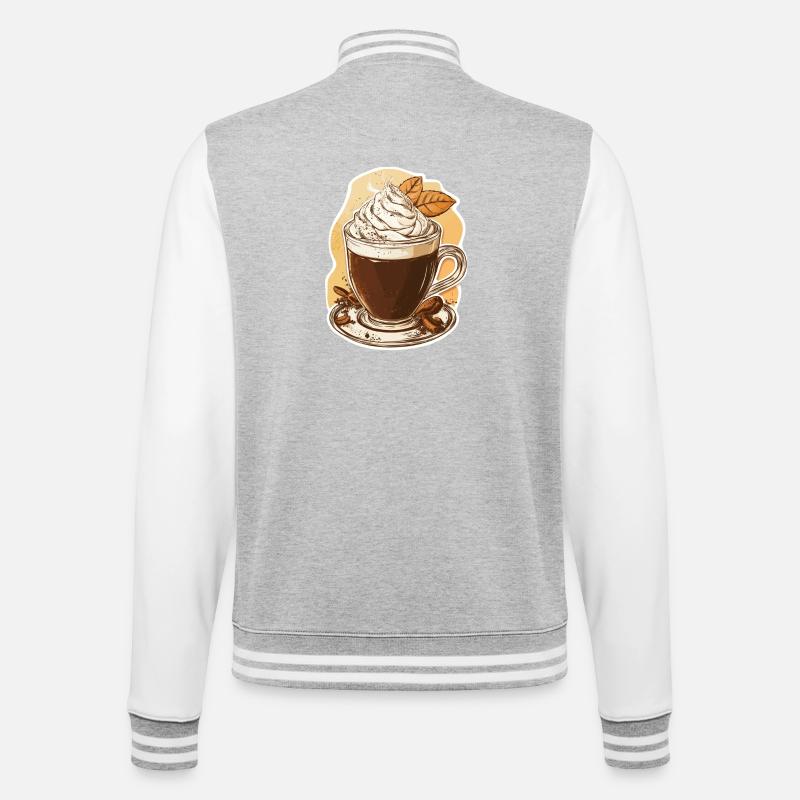Kaffee - College-Sweatjacke - Grau meliert/Weiß