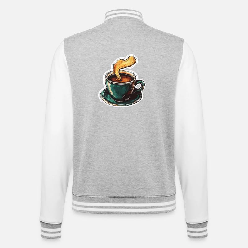Kaffee - College-Sweatjacke - Grau meliert/Weiß
