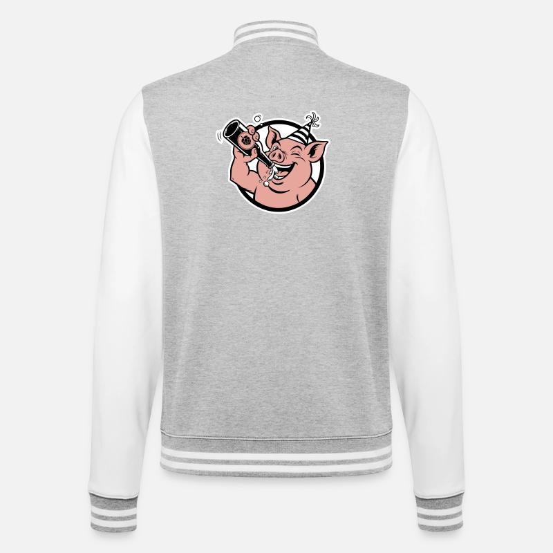Cochon avec bouteille de célébration - Veste Teddy - gris chiné / blanc