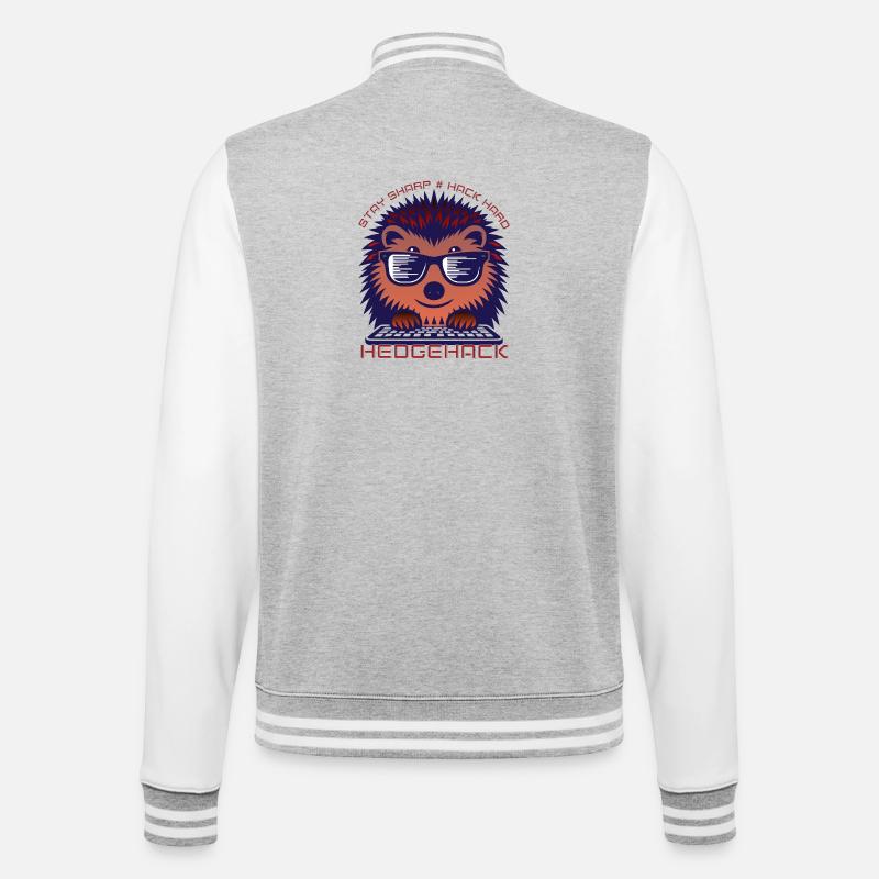 Hedgehog Coding Enthusiast T-Shirt - College Sweat Jacket - heather grey/white