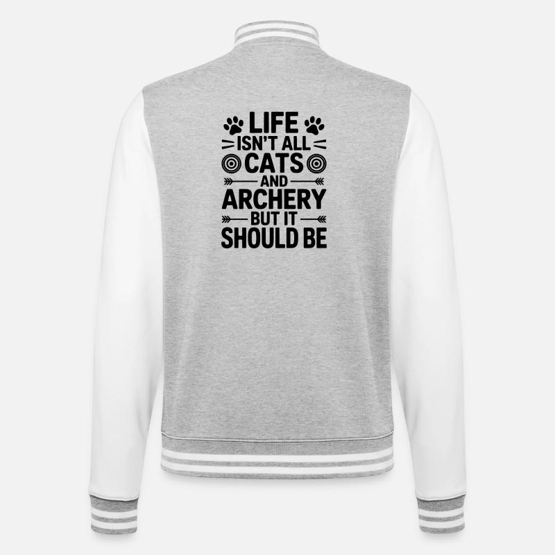 Bogenschießen Spruch Katzen Bogenschießen Geschenk - College-Sweatjacke - Grau meliert/Weiß