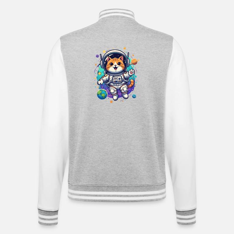 Chat astronaute dans l’espace - Veste Teddy - gris chiné / blanc