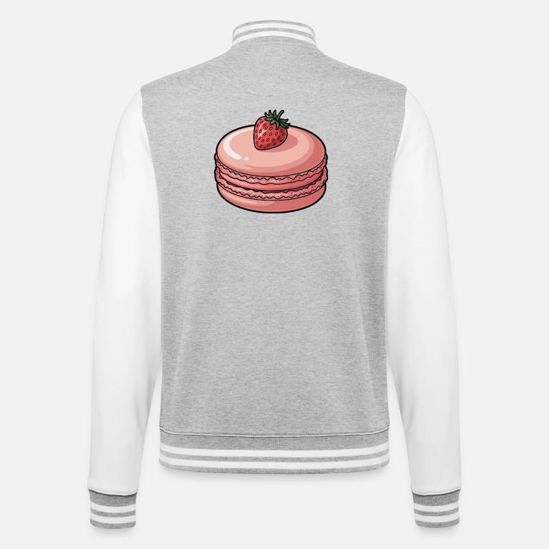 Erdbeer-Macaron-Dessert - College-Sweatjacke - Grau meliert/Weiß