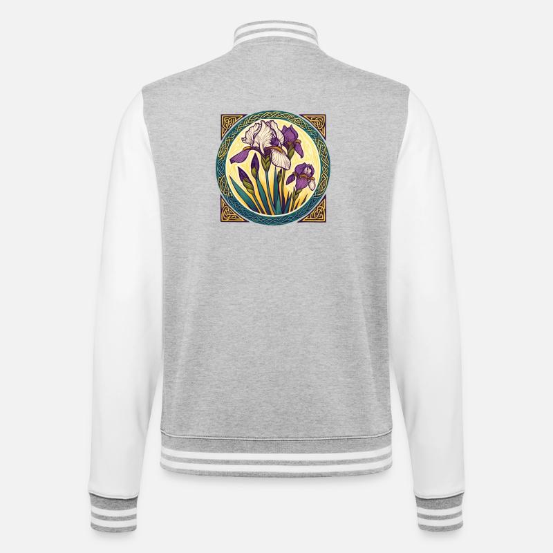 Intricate Irish Iris Celtic Artwork - College Sweat Jacket - heather grey/white
