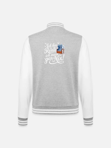  Ich Bin In Rente Ich Muss Gar Nix! Strandkorb - College-Sweatjacke - Grau meliert/Weiß