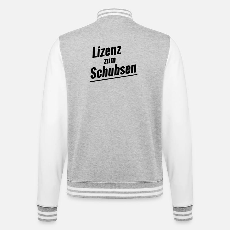 Lizenz zum Schubsen - College-Sweatjacke - Grau meliert/Weiß