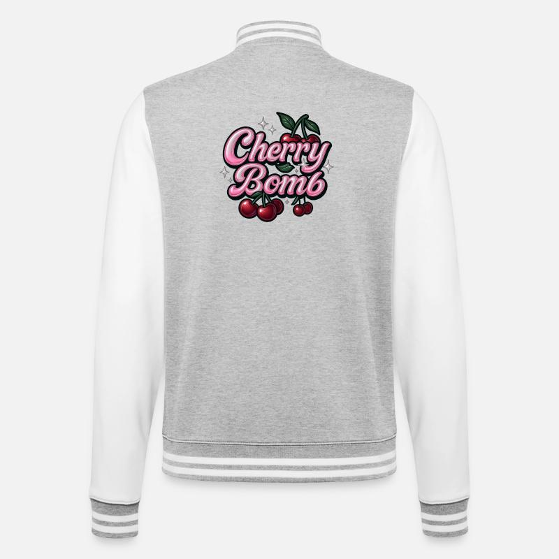 Cherry Bomb / Y2K Statement Design - Veste Teddy - gris chiné / blanc