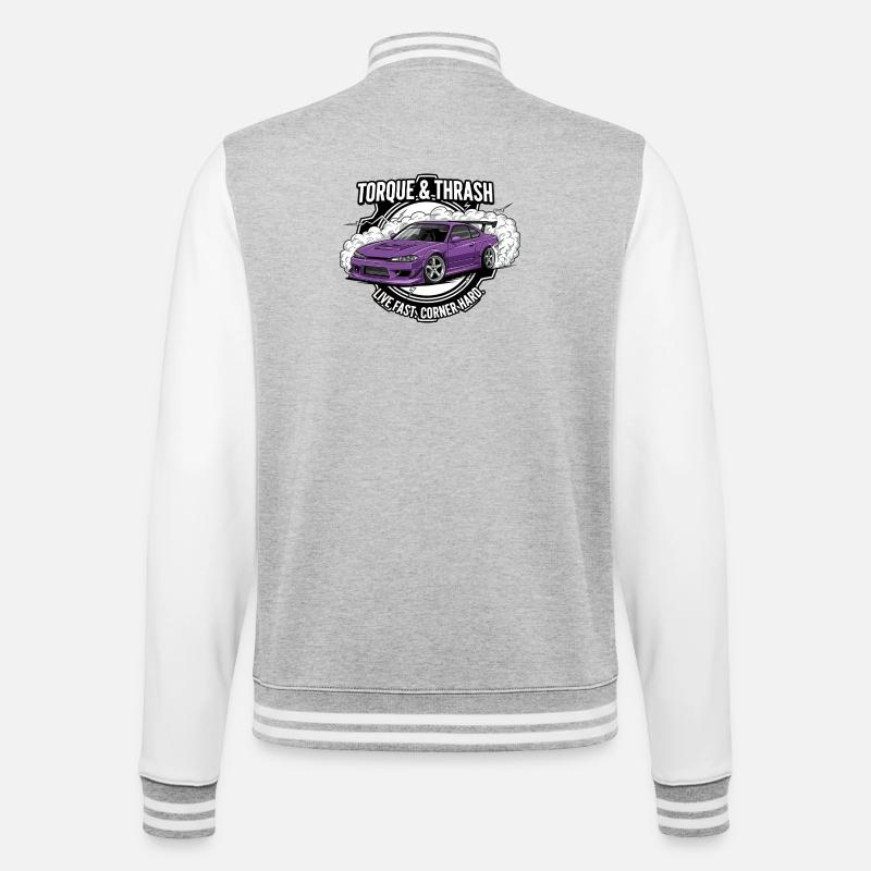 Torque & Thrash - College Sweat Jacket - heather grey/white