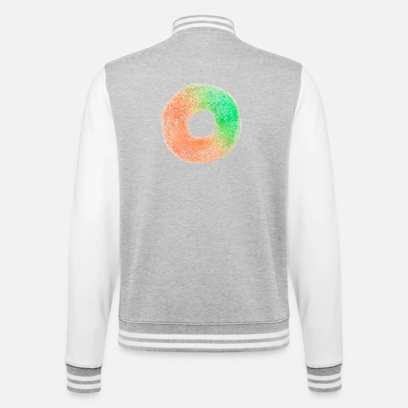 Fruchtgummi-Ring - College-Sweatjacke - Grau meliert/Weiß