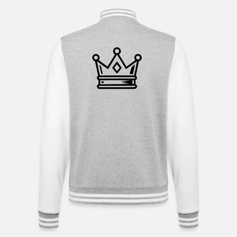 Krone Symbol Icon - College-Sweatjacke - Grau meliert/Weiß