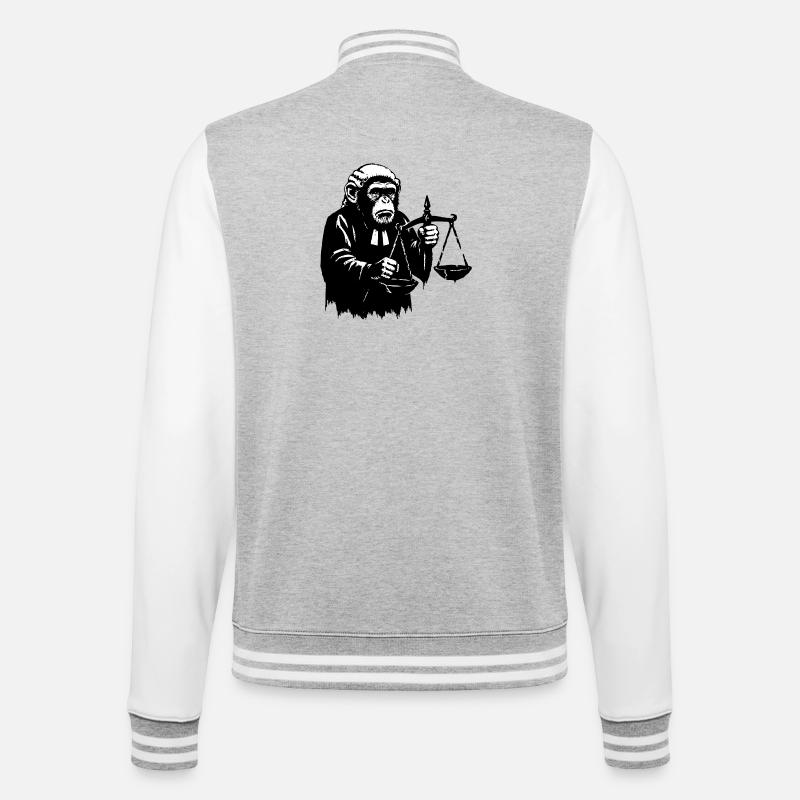 Monkey judge pulls scales down - College Sweat Jacket - heather grey/white