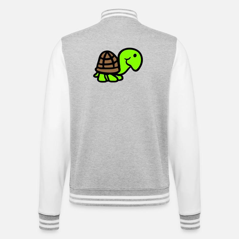 tortue mignonne souriante heureuse drôle - Veste Teddy - gris chiné / blanc