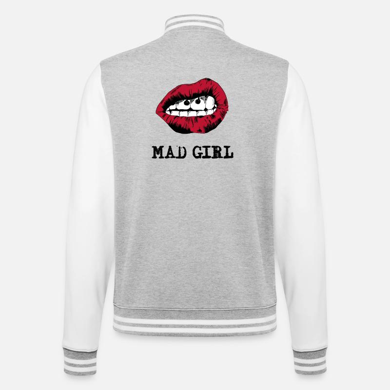 Exciting Lips with Surreal Faces - College Sweat Jacket - heather grey/white