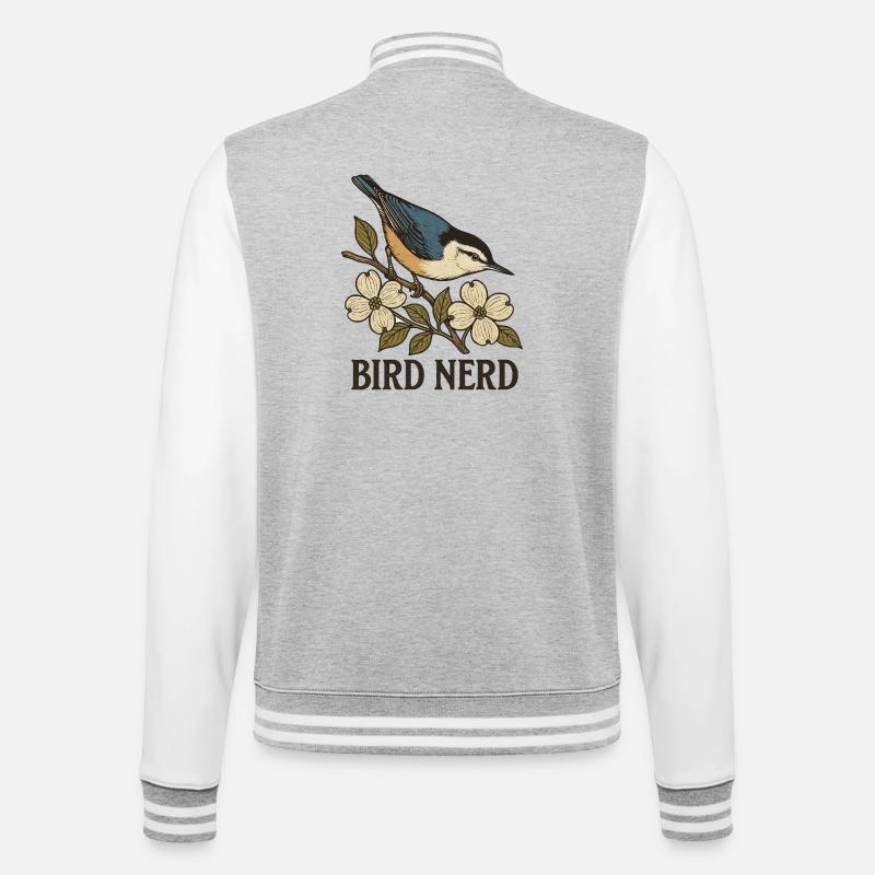 Eleganter blau-schwarzer Singvogel Vogel Nerd - College-Sweatjacke - Grau meliert/Weiß