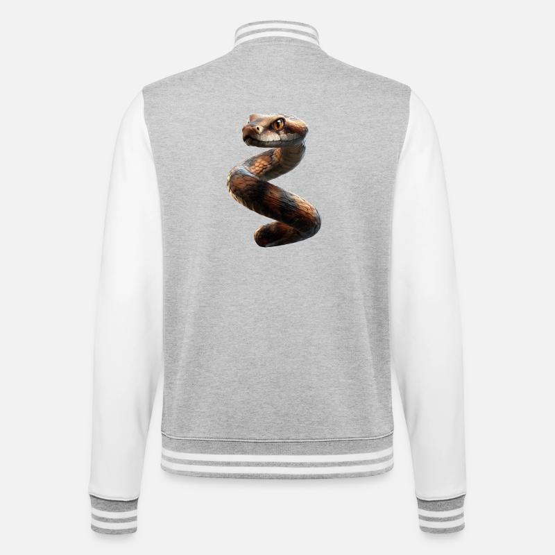 Schlange Python Kobra Klapperschlange Schlangen - College-Sweatjacke - Grau meliert/Weiß