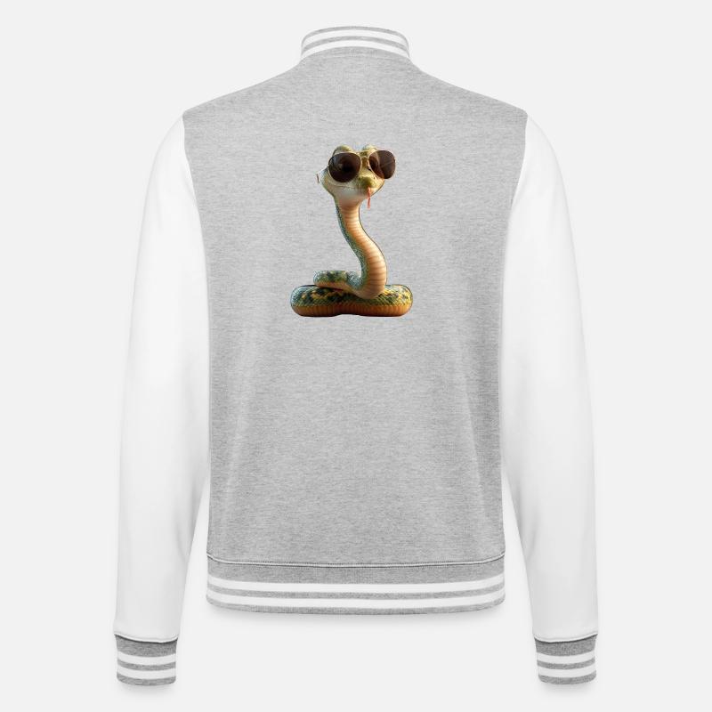 snake, python, cobra, rattlesnake, snakes - College Sweat Jacket - heather grey/white
