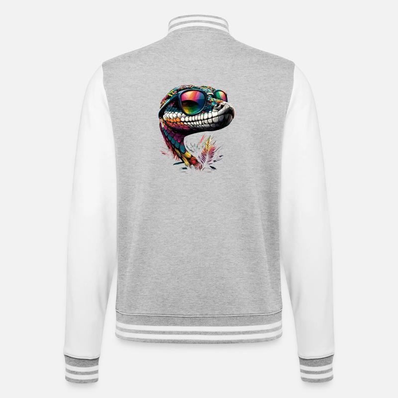 snake, python, cobra, rattlesnake, snakes - College Sweat Jacket - heather grey/white