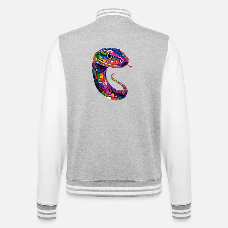 snake, python, cobra, rattlesnake, snakes - College Sweat Jacket - heather grey/white