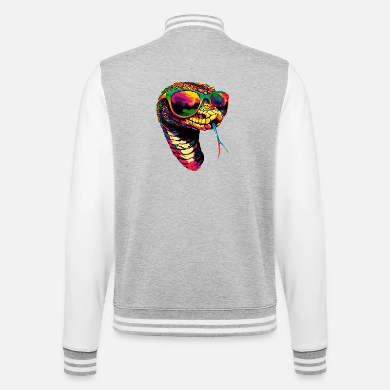 snake, python, cobra, rattlesnake, snakes - College Sweat Jacket - heather grey/white