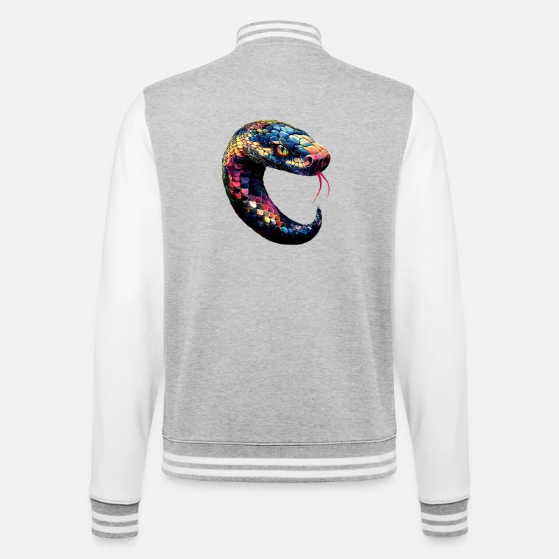 Schlange Python Kobra Klapperschlange Schlangen - College-Sweatjacke - Grau meliert/Weiß