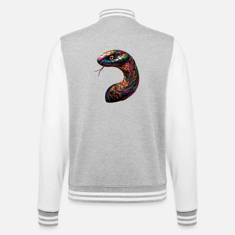 snake, python, cobra, rattlesnake, snakes - College Sweat Jacket - heather grey/white