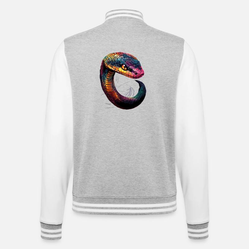 snake, python, cobra, rattlesnake, snakes - College Sweat Jacket - heather grey/white