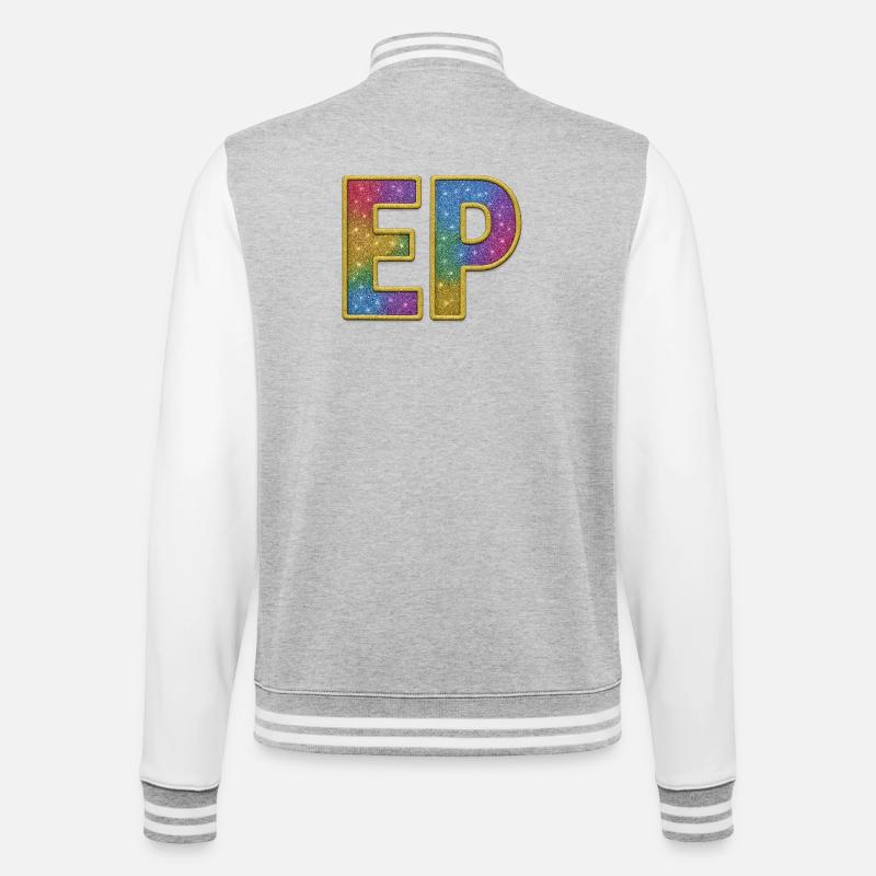 EP | Lettrage initial Galactic Glitter - Veste Teddy - gris chiné / blanc