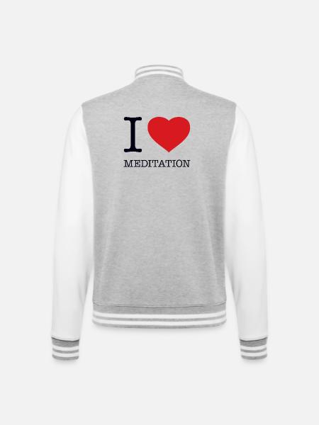 J'aime la méditation - Veste Teddy - gris chiné / blanc