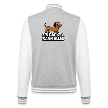 A dachshund can do it all! - College Sweat Jacket - heather grey/white - Back - Marisol (170cm)