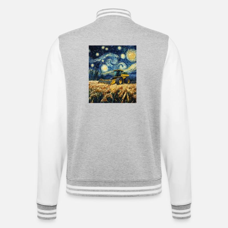 moissonneuse-batteuse fermier style van gogh étoilé - Veste Teddy - gris chiné / blanc