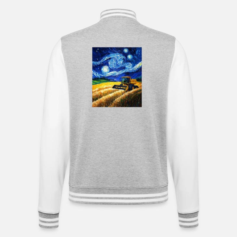 moissonneuse-batteuse fermier style van gogh étoilé - Veste Teddy - gris chiné / blanc