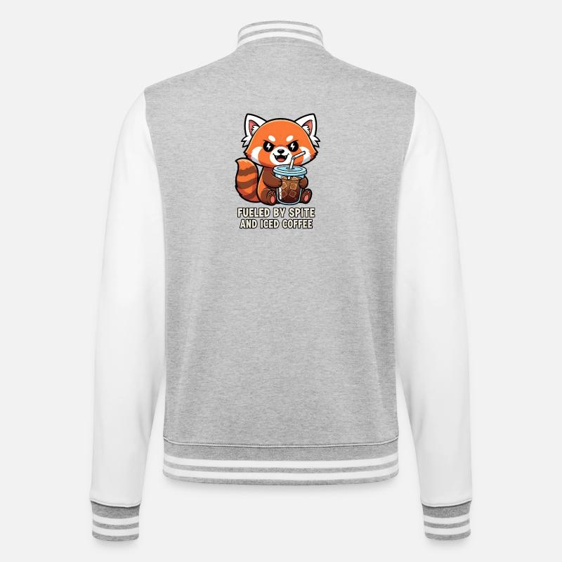 Freches Waschbär-Kaffee-Meme-Design - College-Sweatjacke - Grau meliert/Weiß