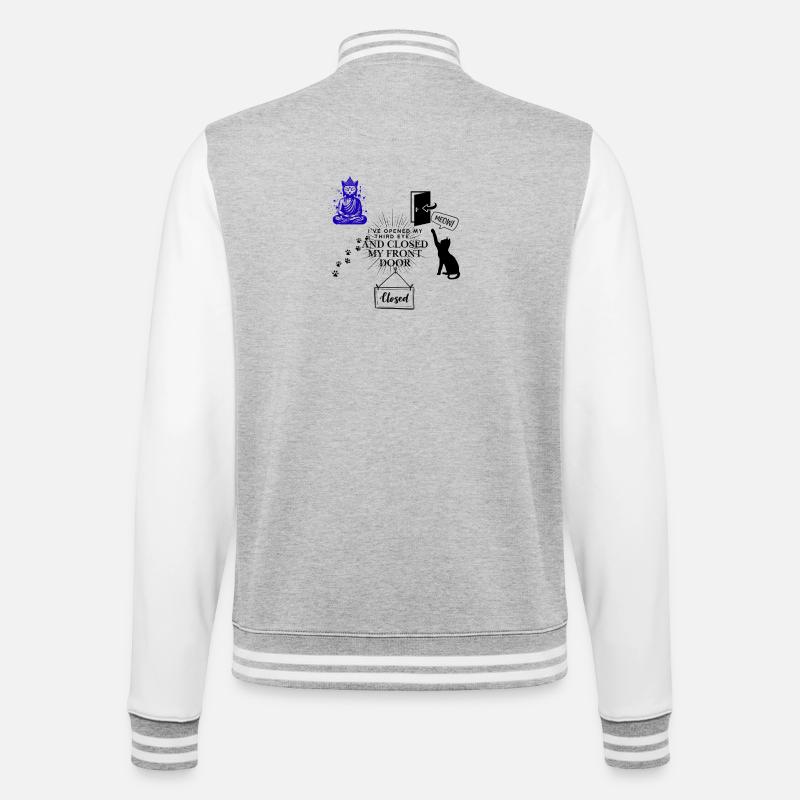 Déesse Zen en Violette et Indigo - Veste Teddy - gris chiné / blanc