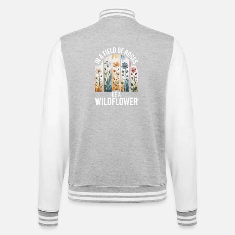 Fleurs sauvages dans le champ - Veste Teddy - gris chiné / blanc